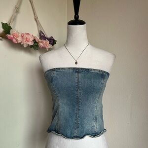 Zara Denim Strapless Top size small